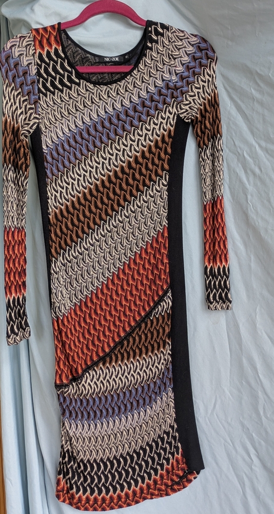 NIC+ZOE Multicolor Chevron Long Sleeve Dress